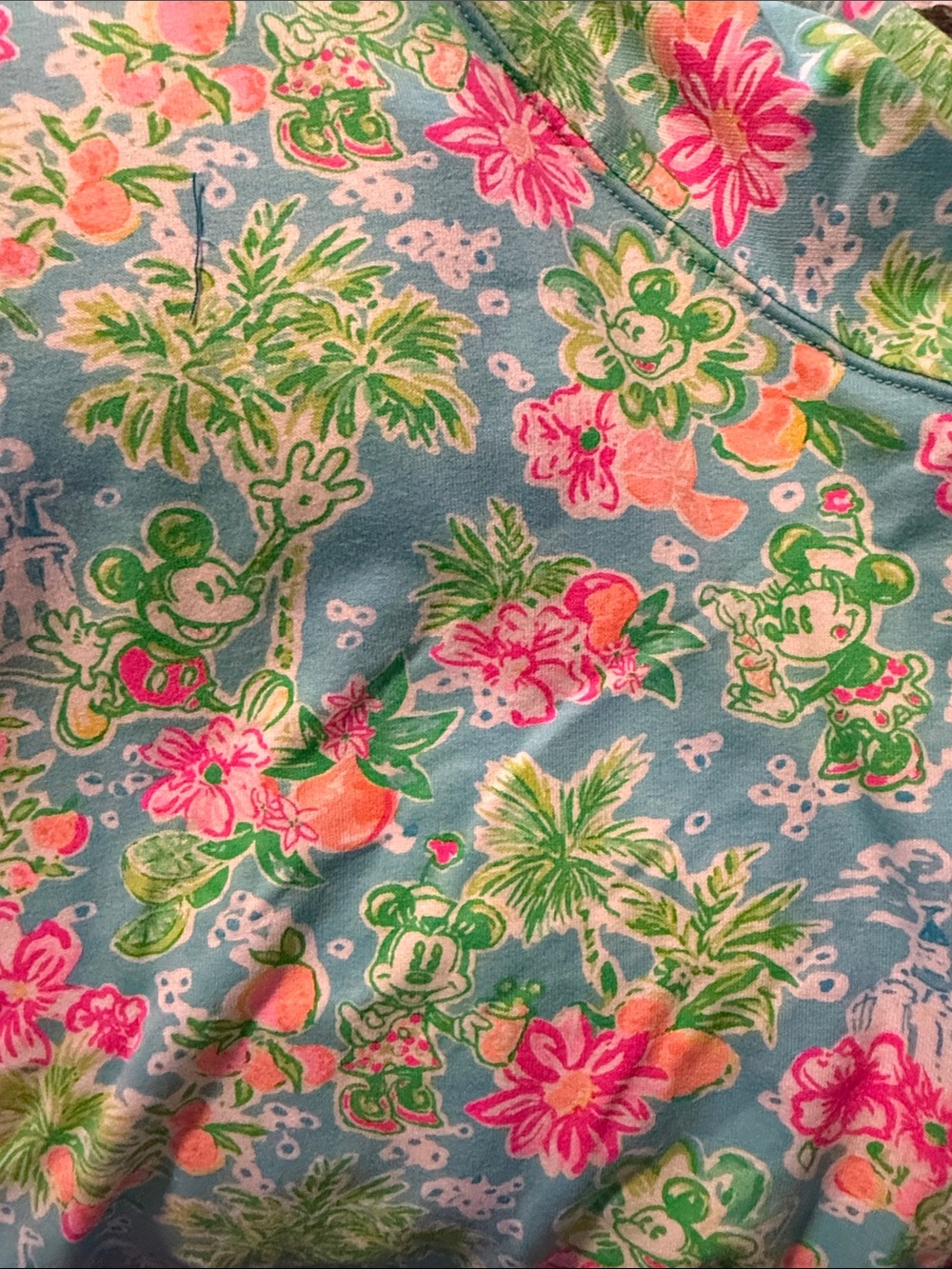 Lilly Pulitzer/Disney Turquoise Floral Half-Zip Popover - Picture 5 of 5